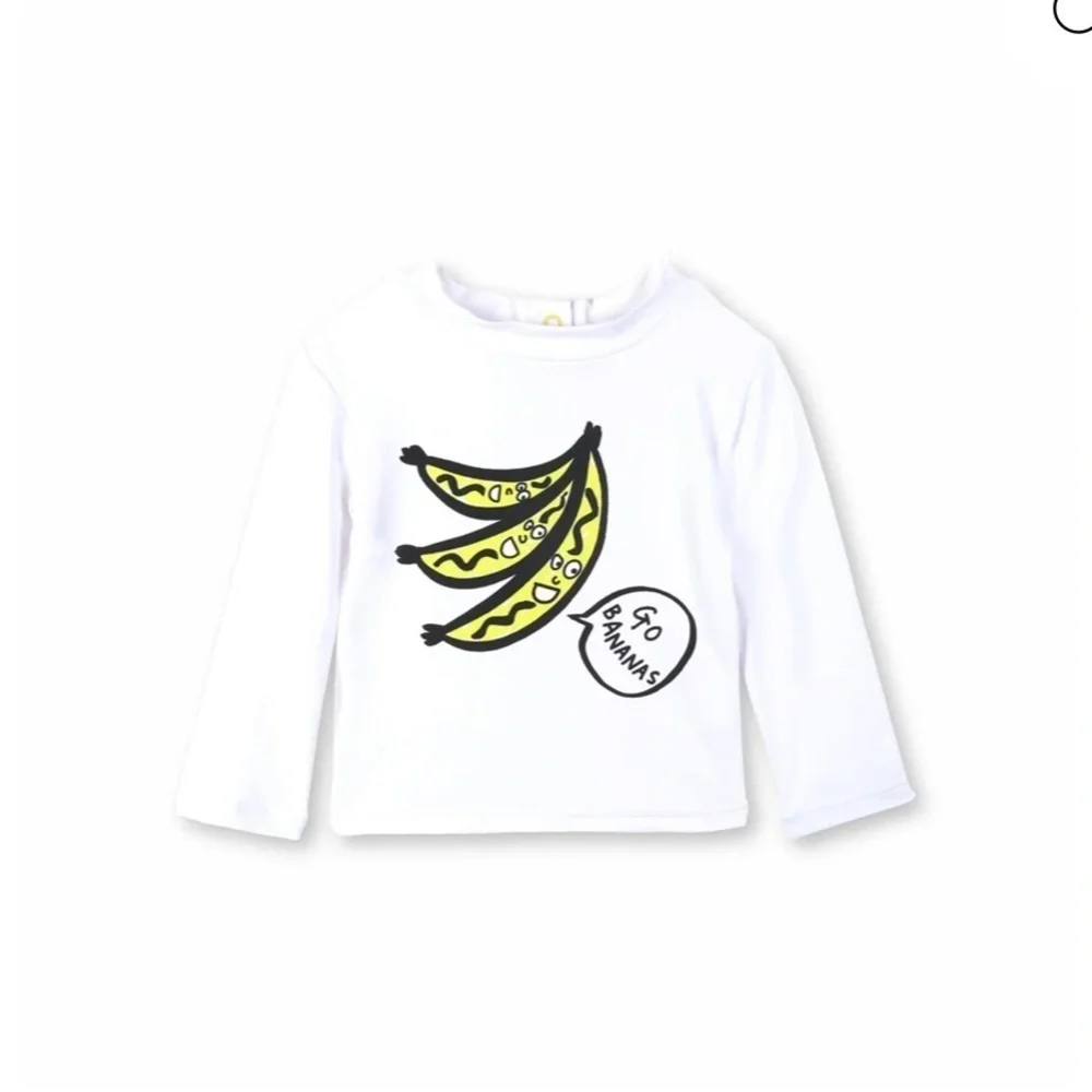 Kids White Banana Print Long Sleeve Shirt by Stella McCartney